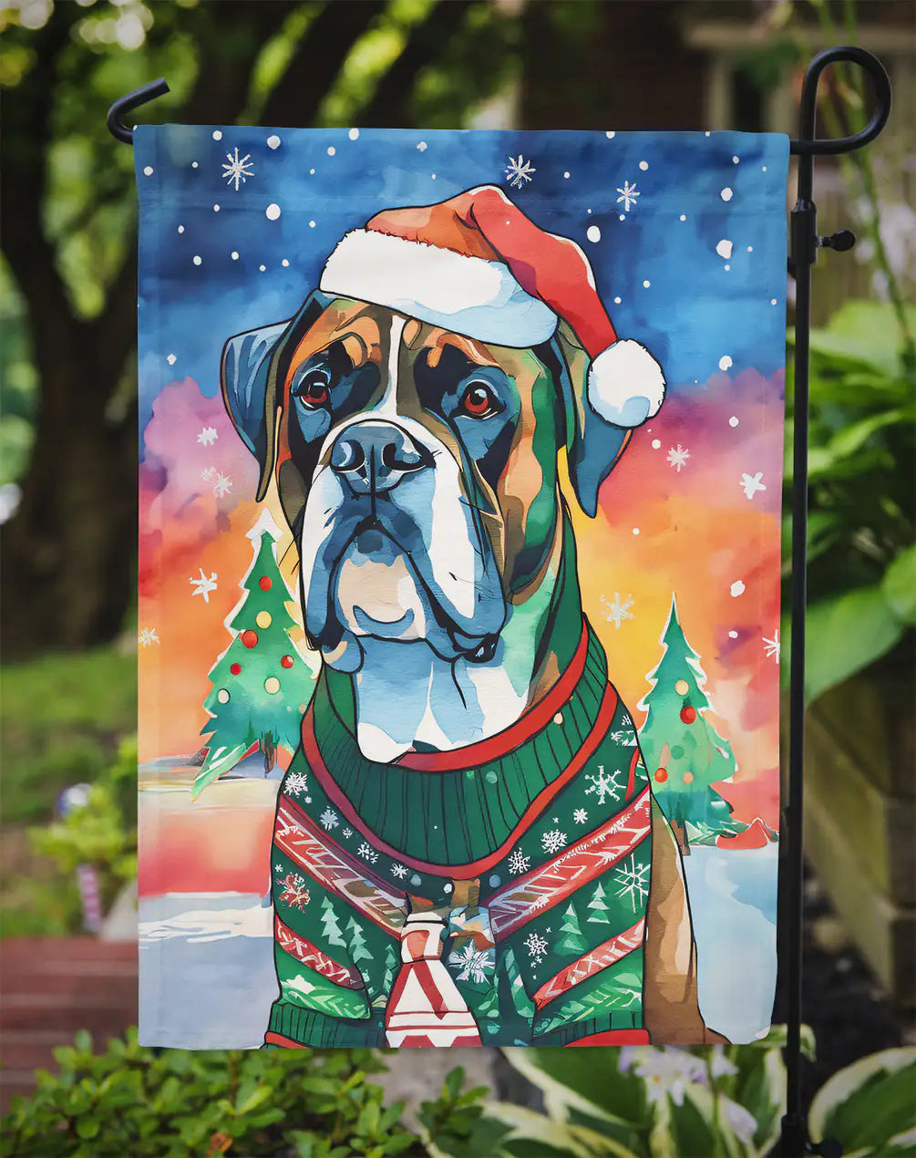 Boxer Christmas Garden Flag 1
