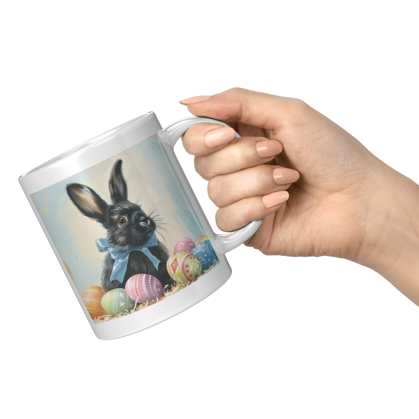 Black_Bunny_with_Ears_Up_MugWhite_11oz_White_RH_Model_Mockup.png