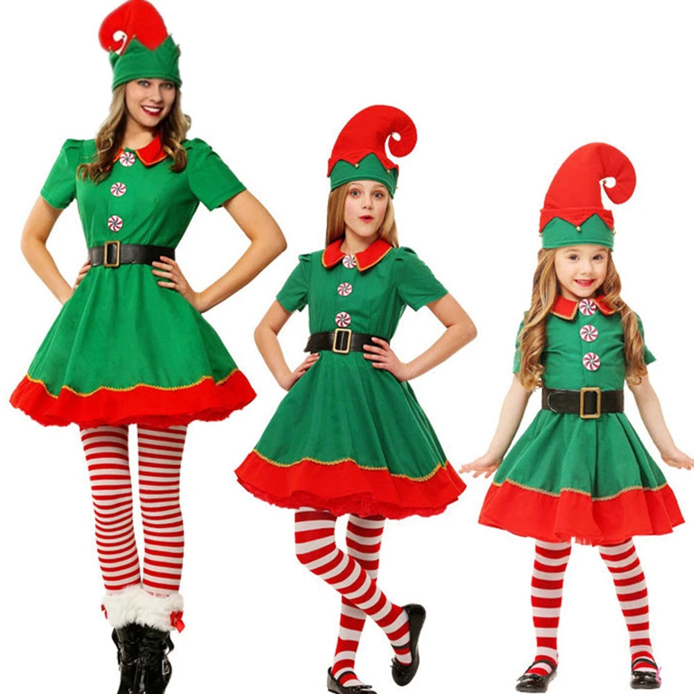 Christmas Green Elf Set For Girls Boys