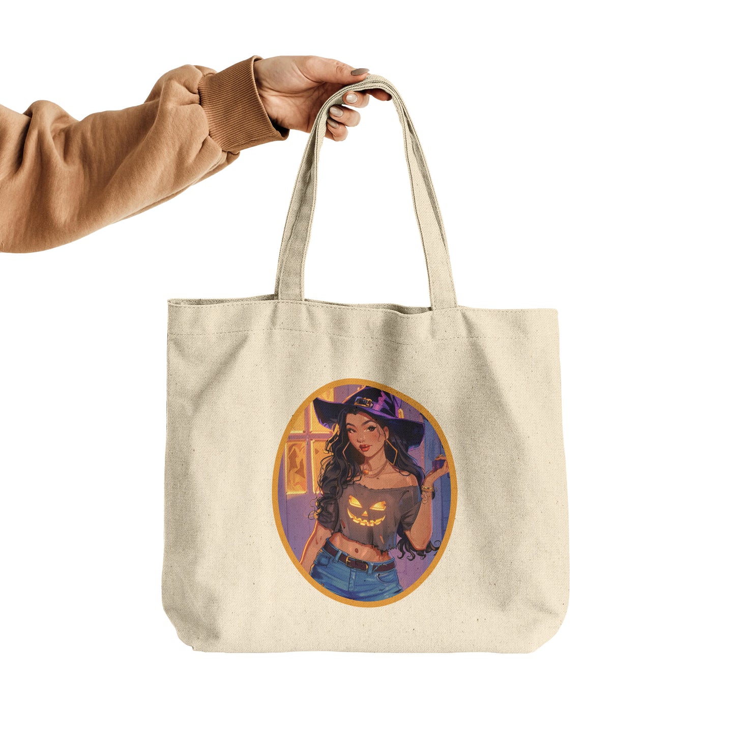 Glowing Jack O' Lantern Cotton Tote (18 x 15)