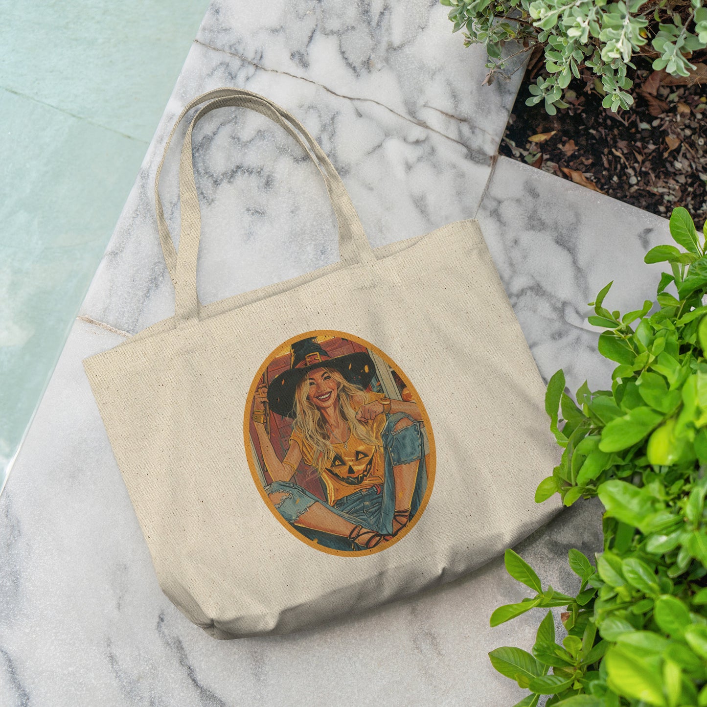 Winkie Witch Cotton Tote (18 x 15)