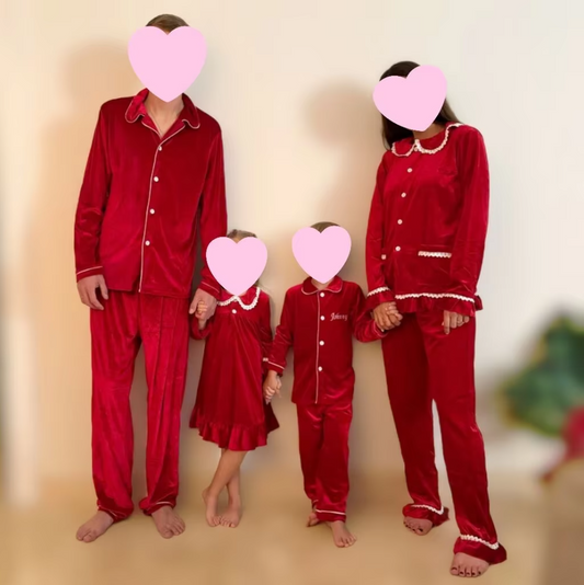 Flannel and Velvet Matching Family Pajamas Sets