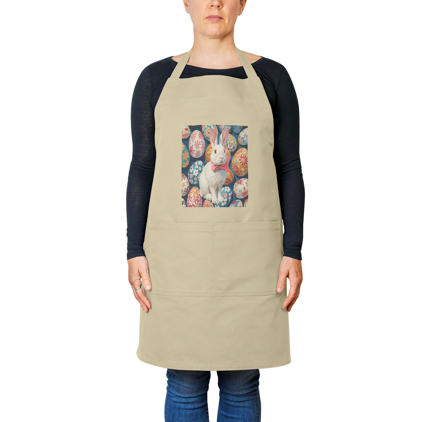 Pink_bow_Easter_Bunny_Apron_Khaki_Model_Mockup.png
