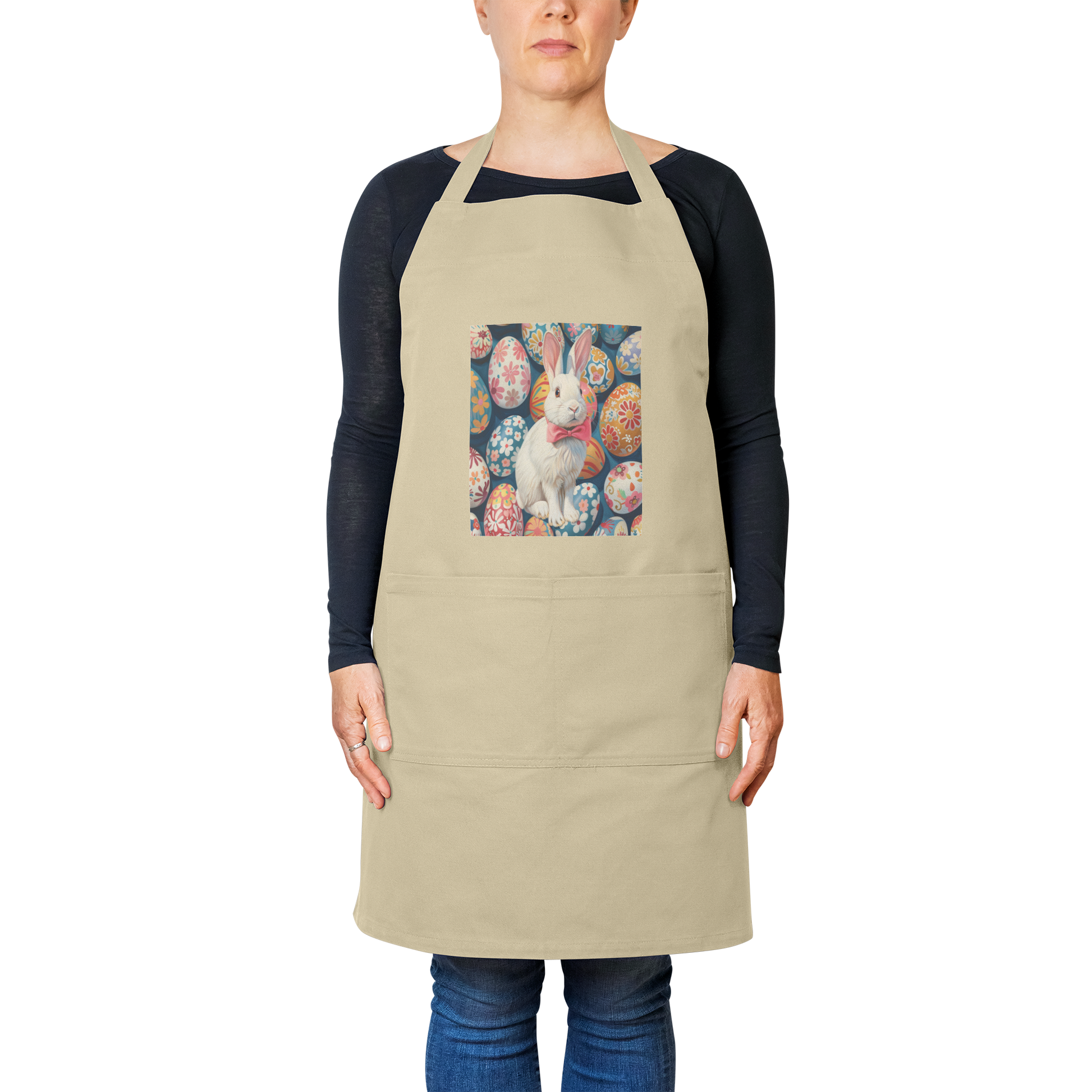 Pink_bow_Easter_Bunny_Apron_Khaki_Model_Mockup.png