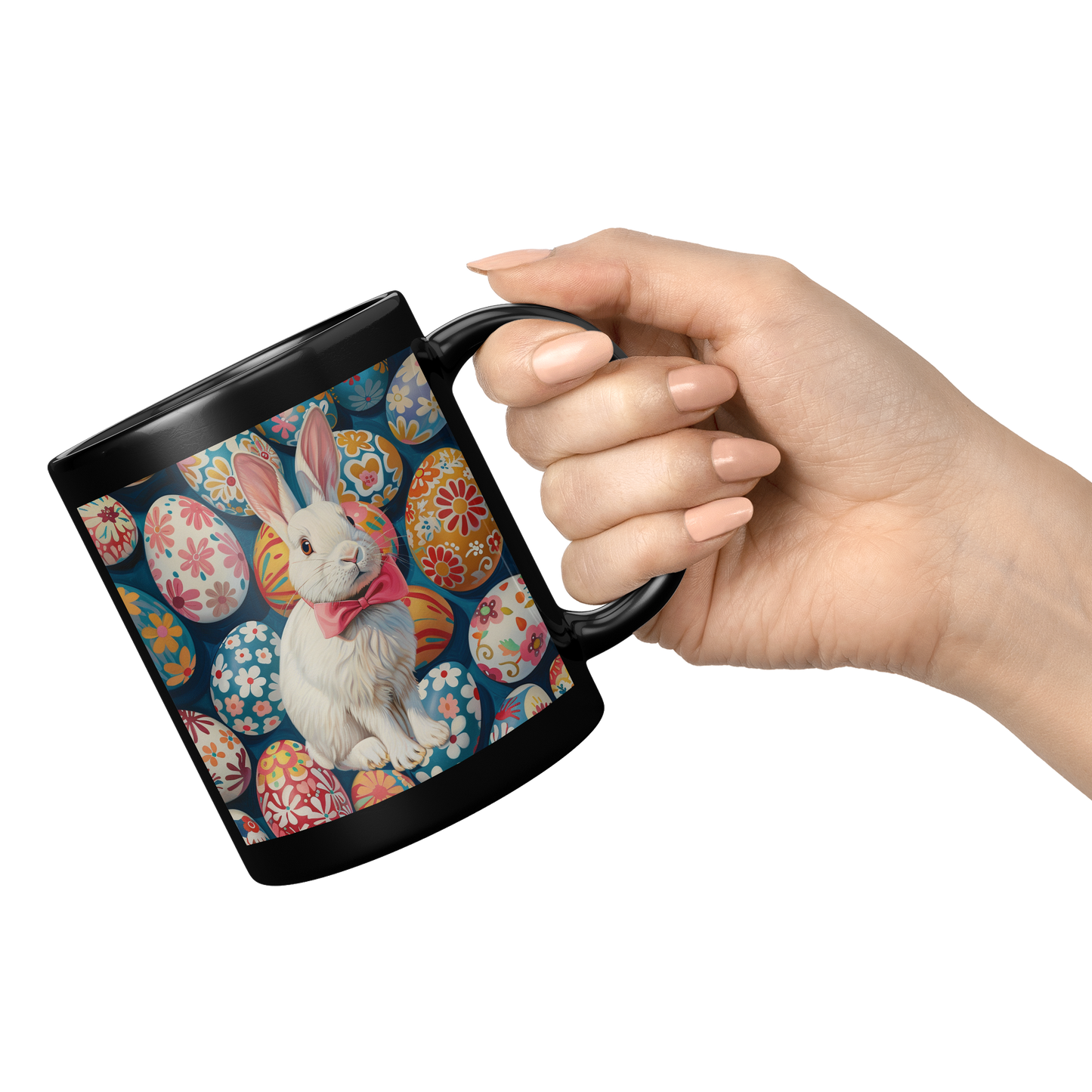 Pink_bow_Easter_Bunny_Mug_11oz_Black_RH_Model_Mockup.png