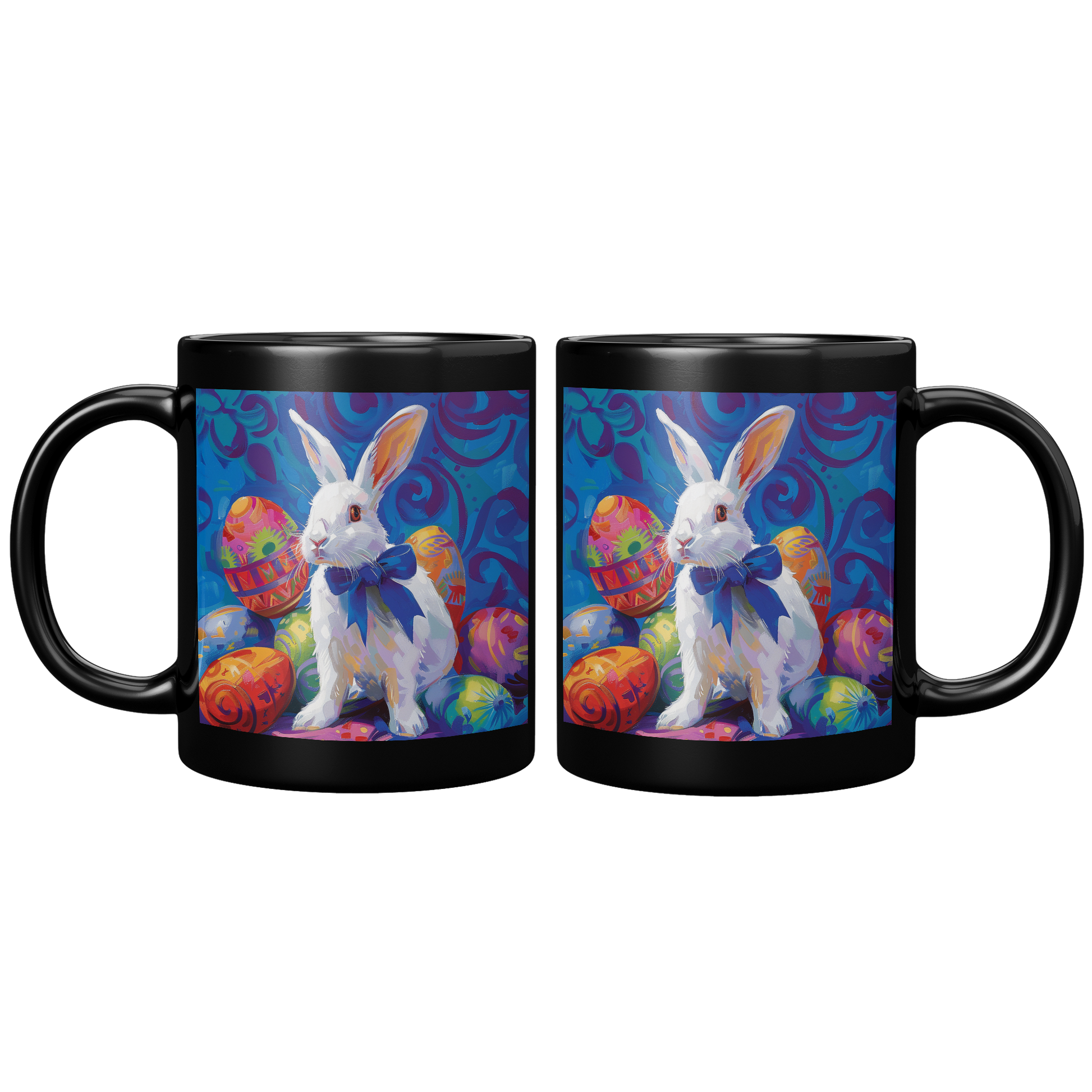 Rabbit_with_Bow_and_Eggs_MugBlack_11oz_Black_FrontBack_Mockup.png