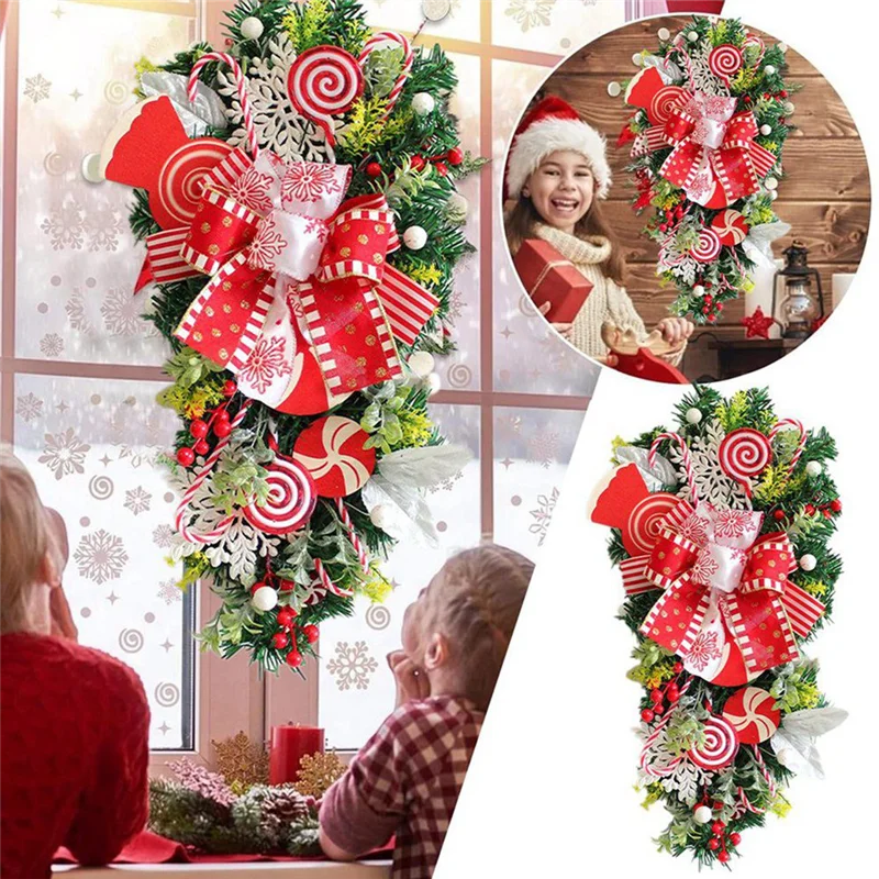 2Pcs Christmas Candy Cane Wreath
