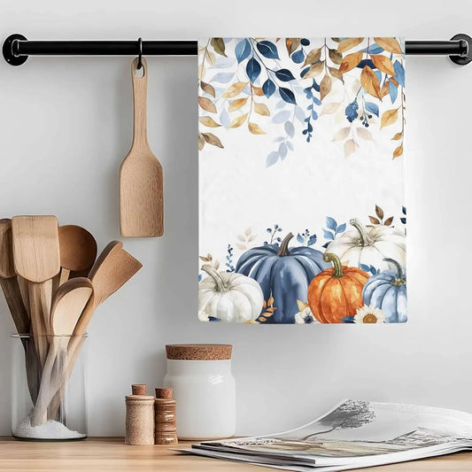 Fall Thanksgiving Eucalyptus Leaf  Kitchen Towels