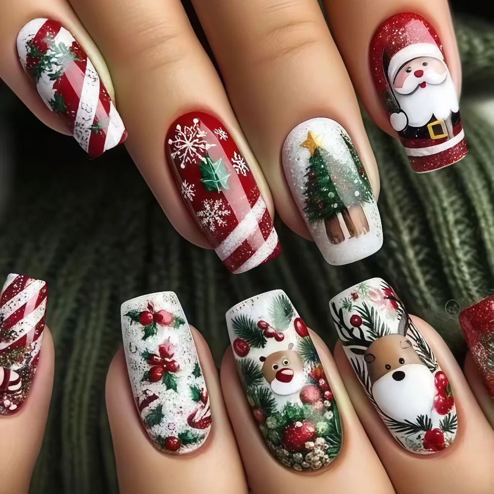 Christmas party nail art press on set