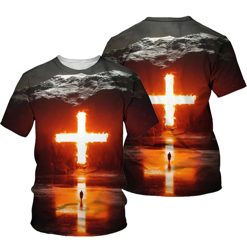 3D Cross Men Christian T-shirt