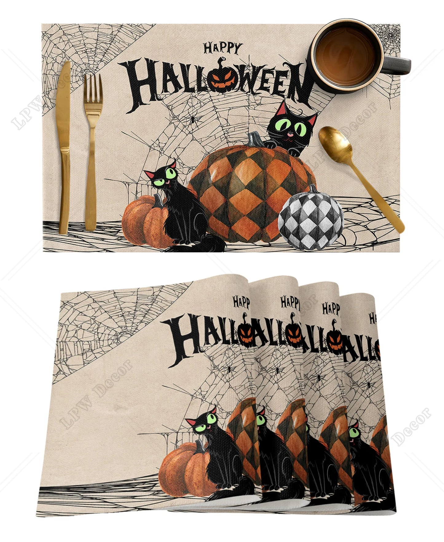 Halloween Placemat Sets (4/6 Pcs)