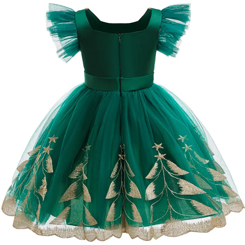 Green Christmas Tree Dress For Girls