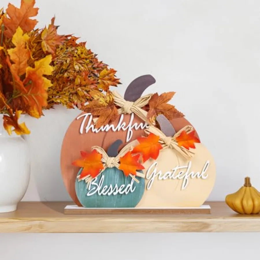 Thankful Blessed Grateful Wooden Plaque
