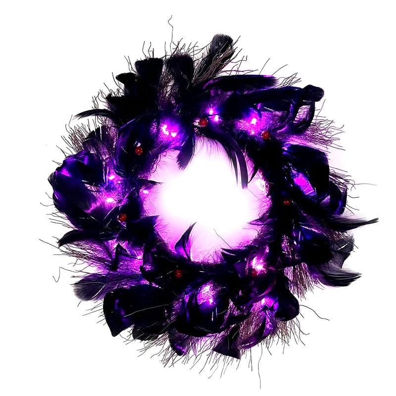 Purple Halloween Wreath (with LED lights)