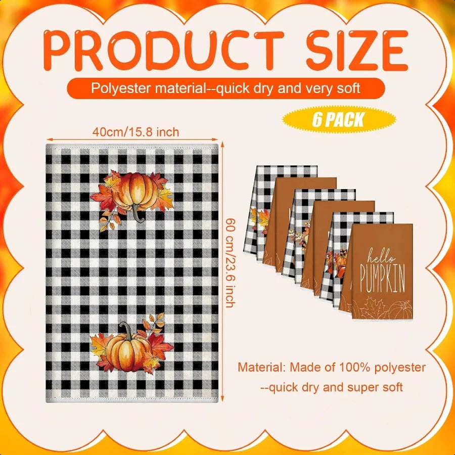 Absorbent Fall Kitchen Towels / Dishcloth (6 Pieces)