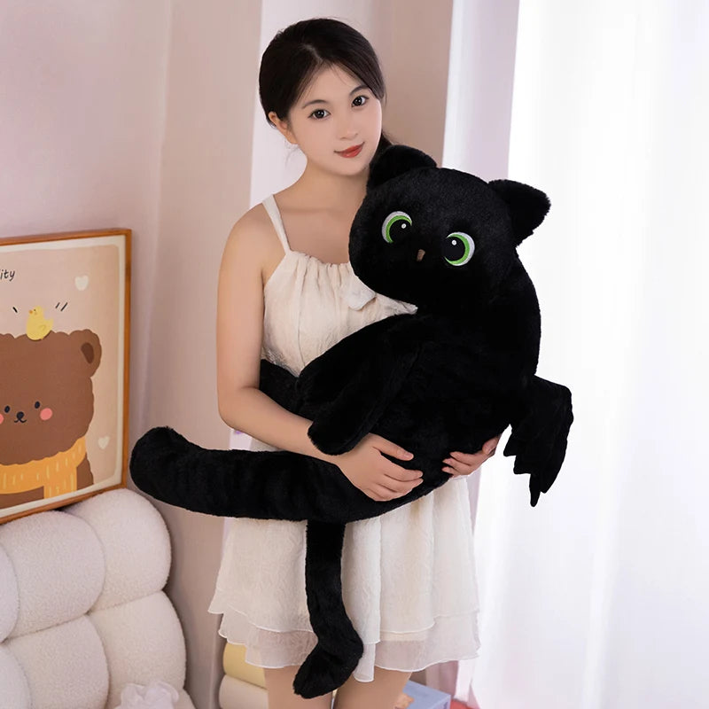 Black Cat with Wings Pillow