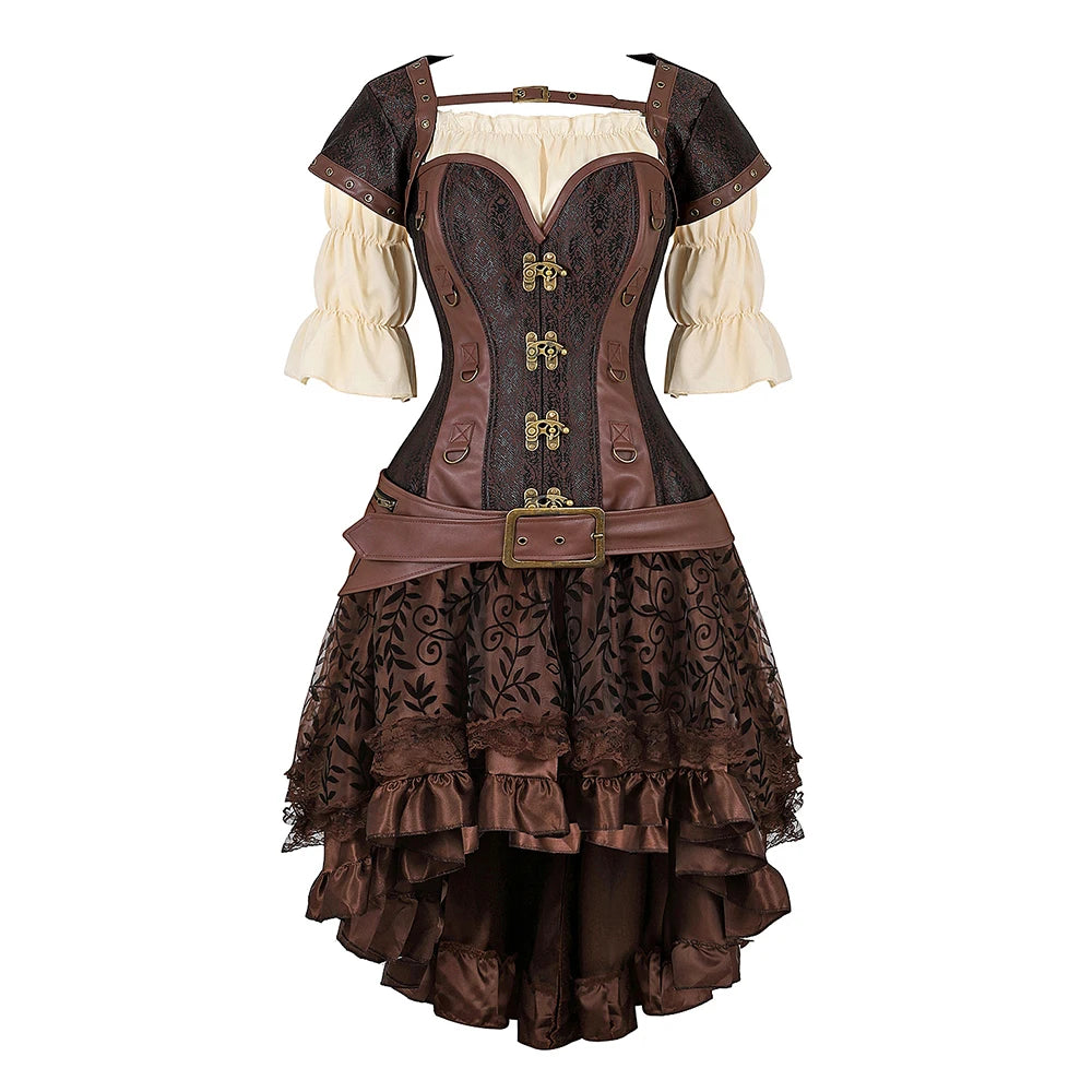 Steampunk Corset Dress Pirate Costume for Women