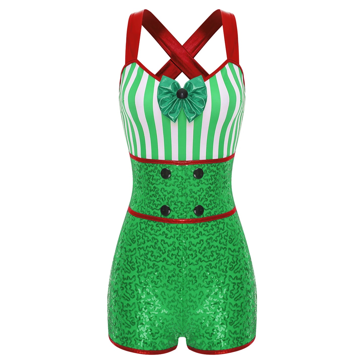 Christmas Candy Cane Stripe Sequin Leotard