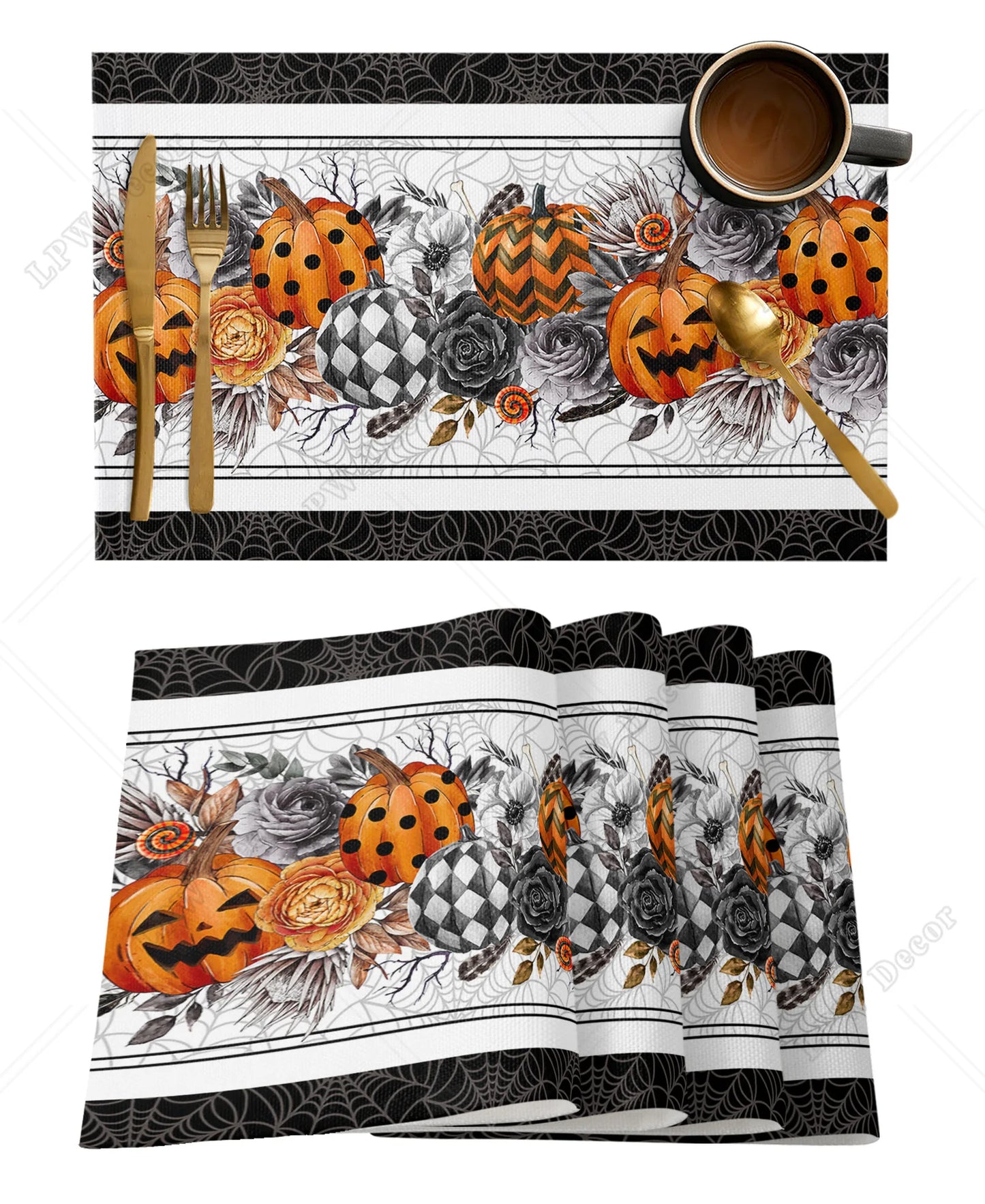 Halloween Placemat Sets (4/6 Pcs)