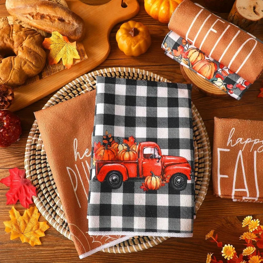 Absorbent Fall Kitchen Towels / Dishcloth (6 Pieces)