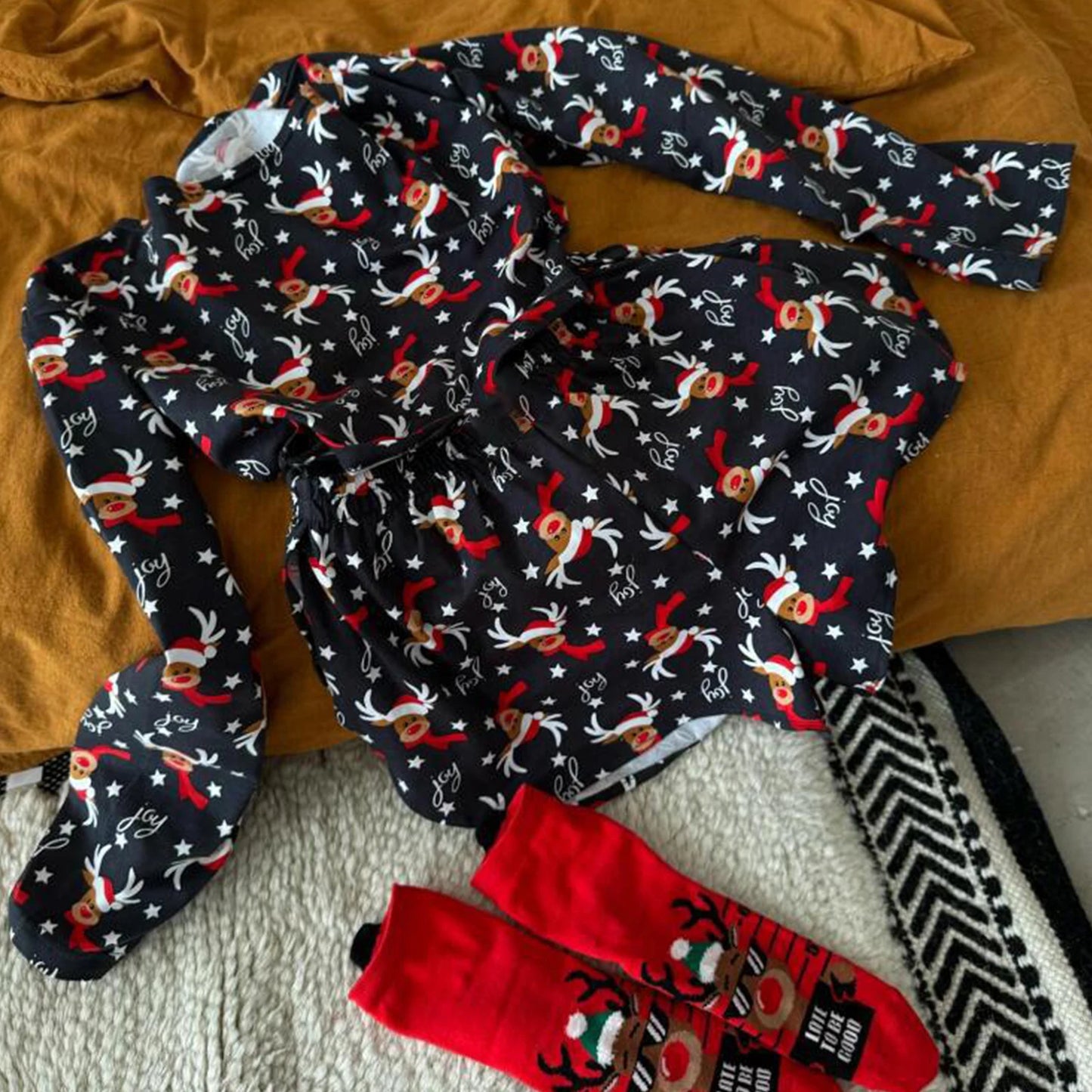 Long Sleeve Reindeer Pajama Set