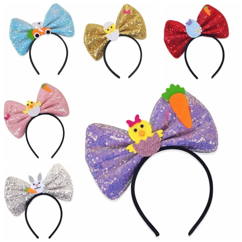Funny Felt & Sequin Easter Large Bow Headband ππ°β¨