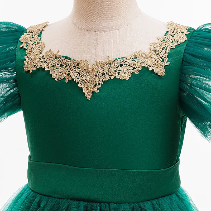 Green Christmas Tree Dress For Girls