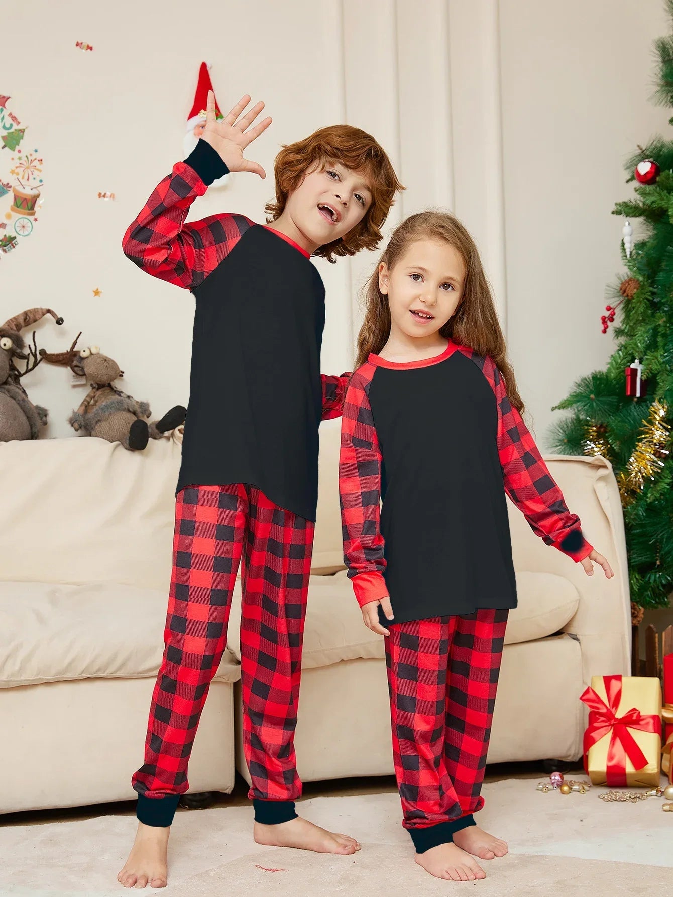 Matching Checkered Family Pajamas Set