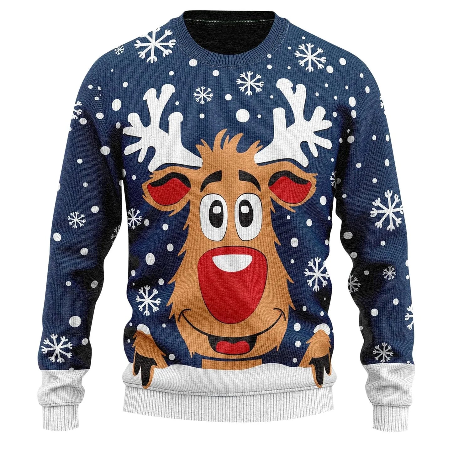 Ugly Christmas Sweater Men's Knitted Pullover Reindeer