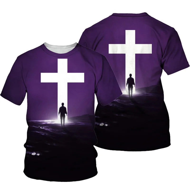 3D Cross Men Christian T-shirt