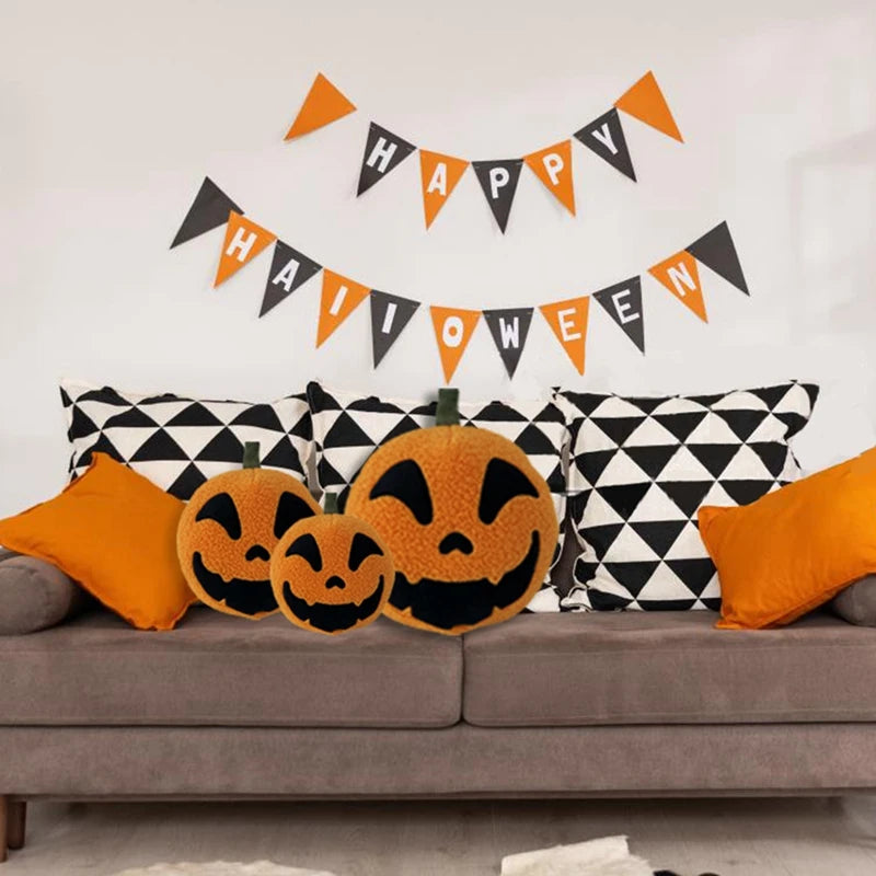 Soft Plush Halloween Ghost and Pumpkin Throw Pillow