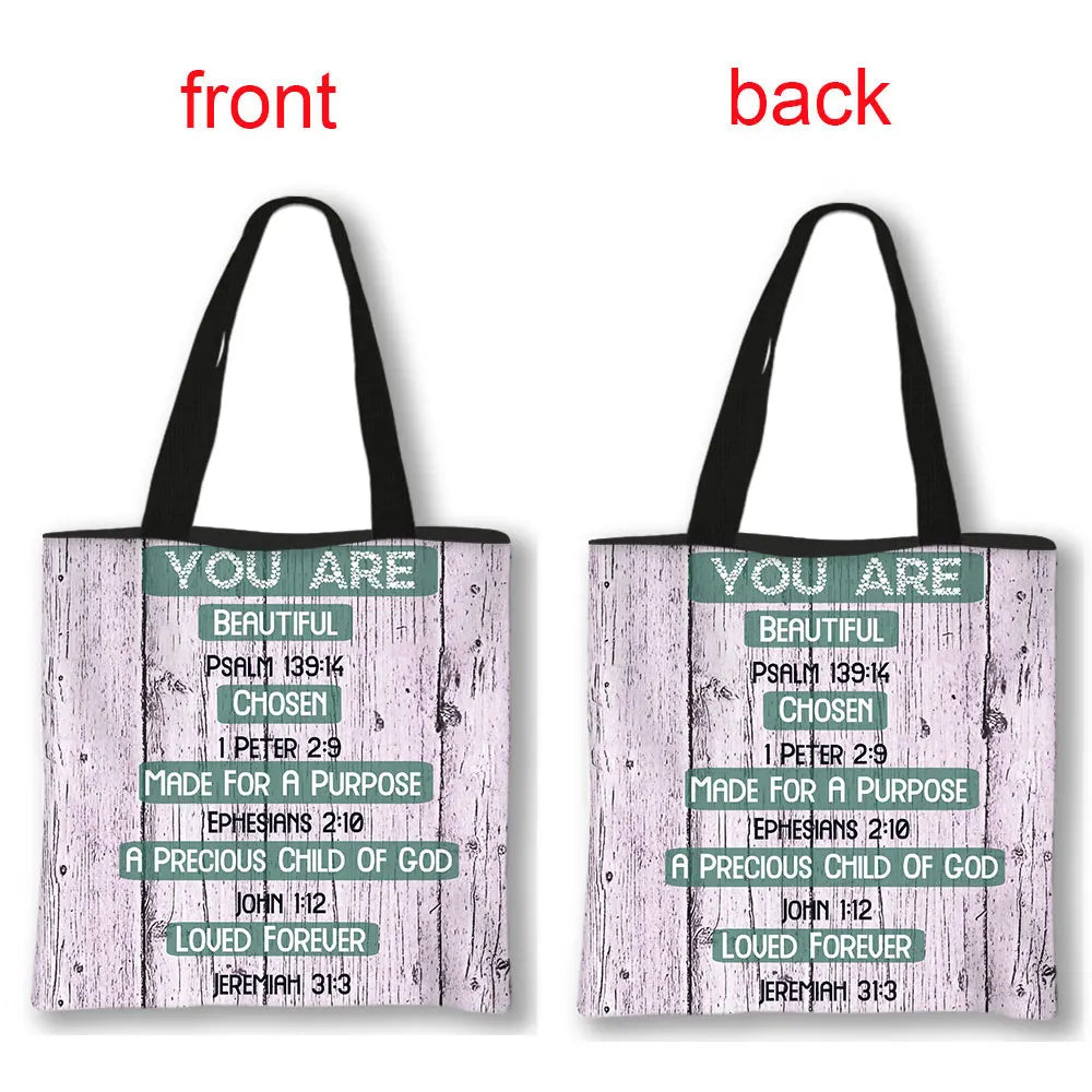 Christian Bible Verse Print Handbag