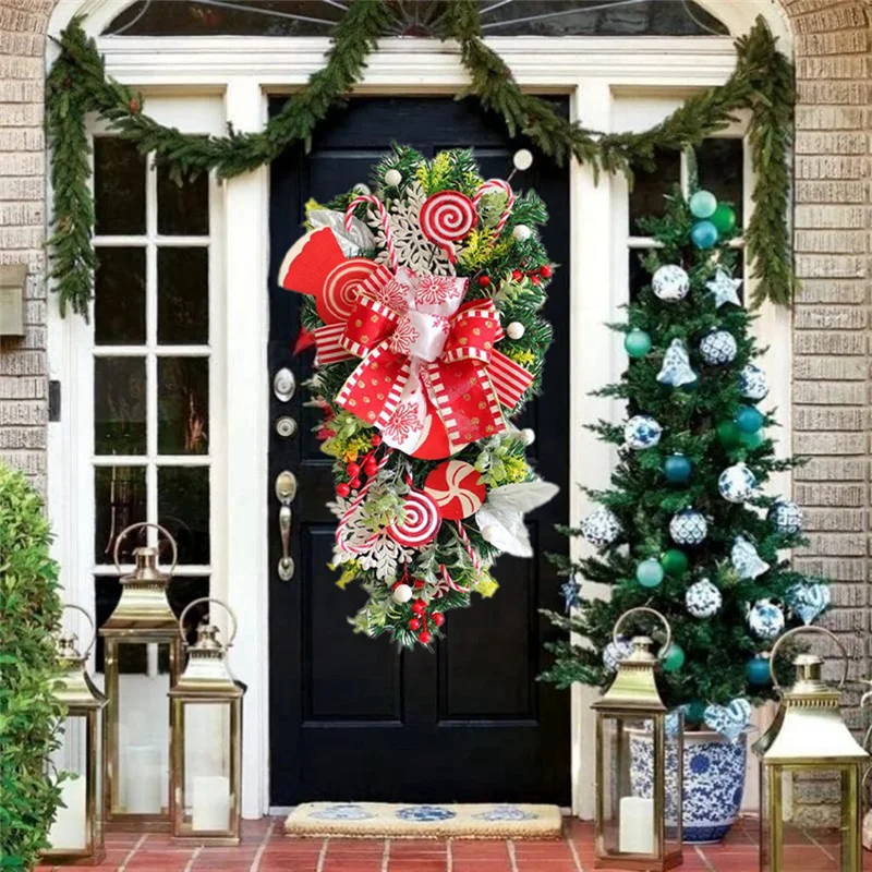 2Pcs Christmas Candy Cane Wreath