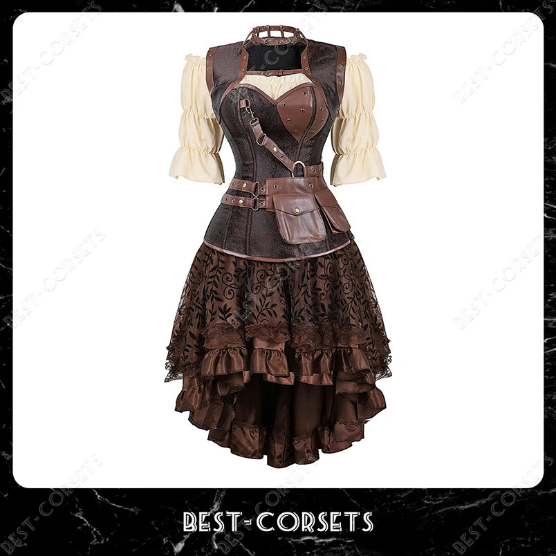 Steampunk Corset Dress Pirate Costume for Women