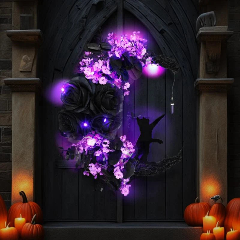 Halloween Moon Shaped Door Wreaths