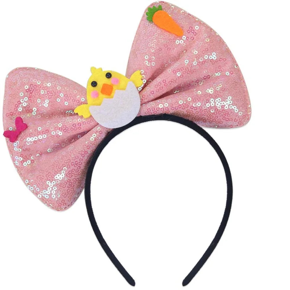 Funny Felt & Sequin Easter Large Bow Headband ππ°β¨