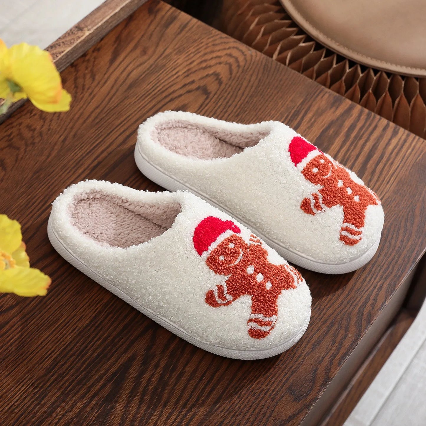 Christmas Grinch Cotton Slippers Men Women Home Woolen Slippers Comfortable Plush Lined Slip on Shoes Women's Warm Winter Shoes