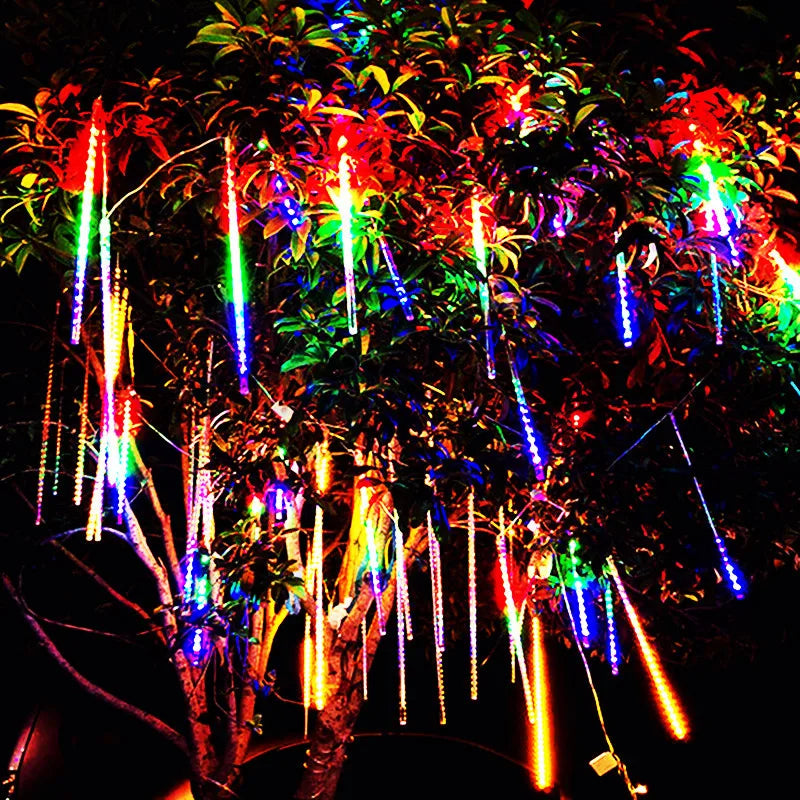 Solar Meteor Shower Lights Falling Rain Drop Fairy String Light for Christmas