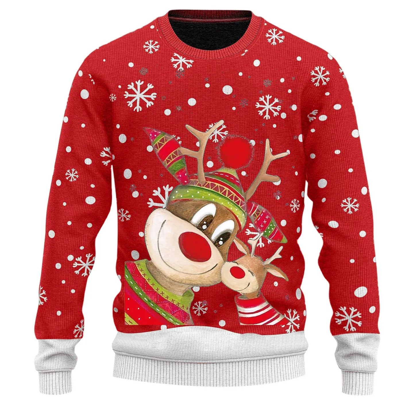 Ugly Christmas Sweater Men's Knitted Pullover Reindeer