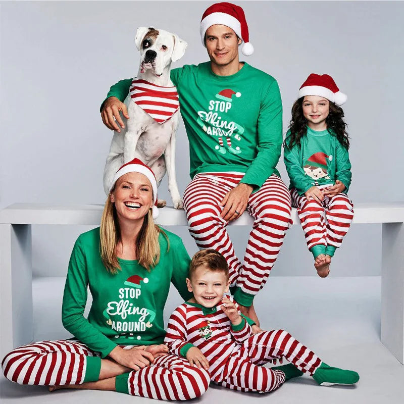 "Stop Elfing Around" Matching Family Pajamas Sets