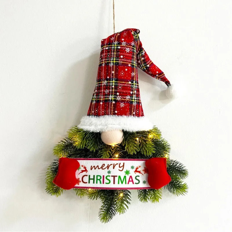 Light up Christmas Gnome Hat Wreath