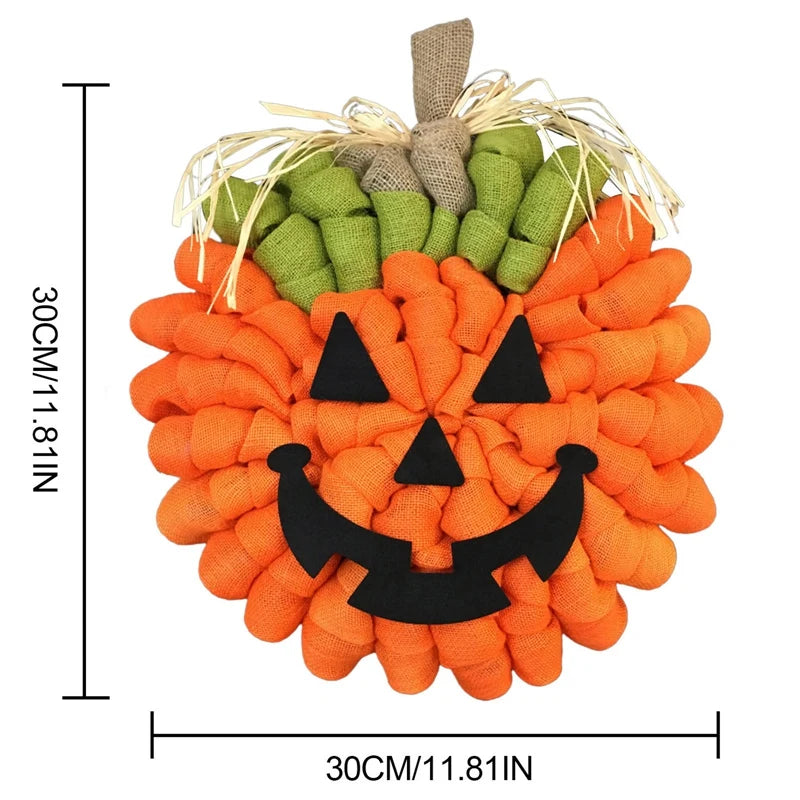 Pumpkin Burlap Door Wreath