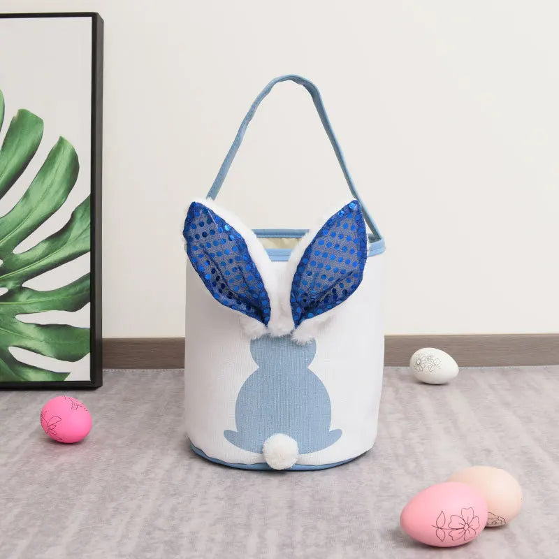Cute Sequin Bunny Ear Easter Basket