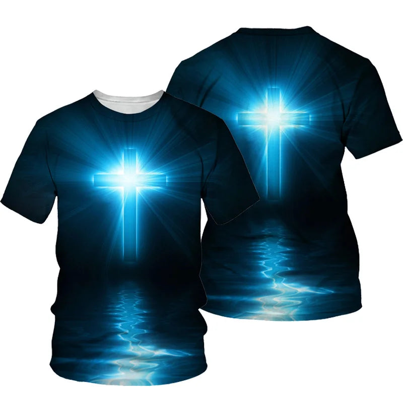 3D Cross Men Christian T-shirt