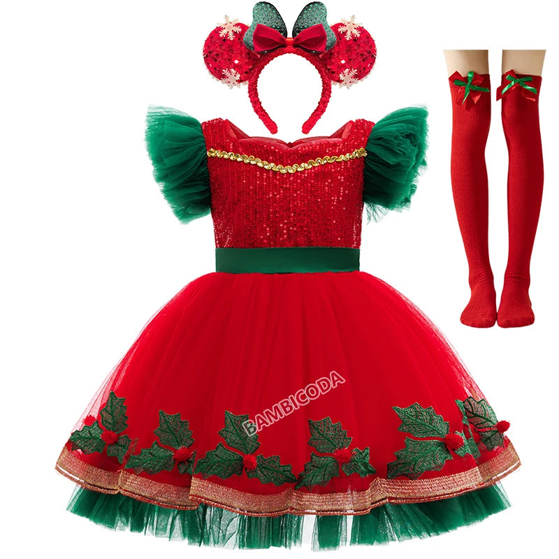 Green Christmas Tree Dress For Girls