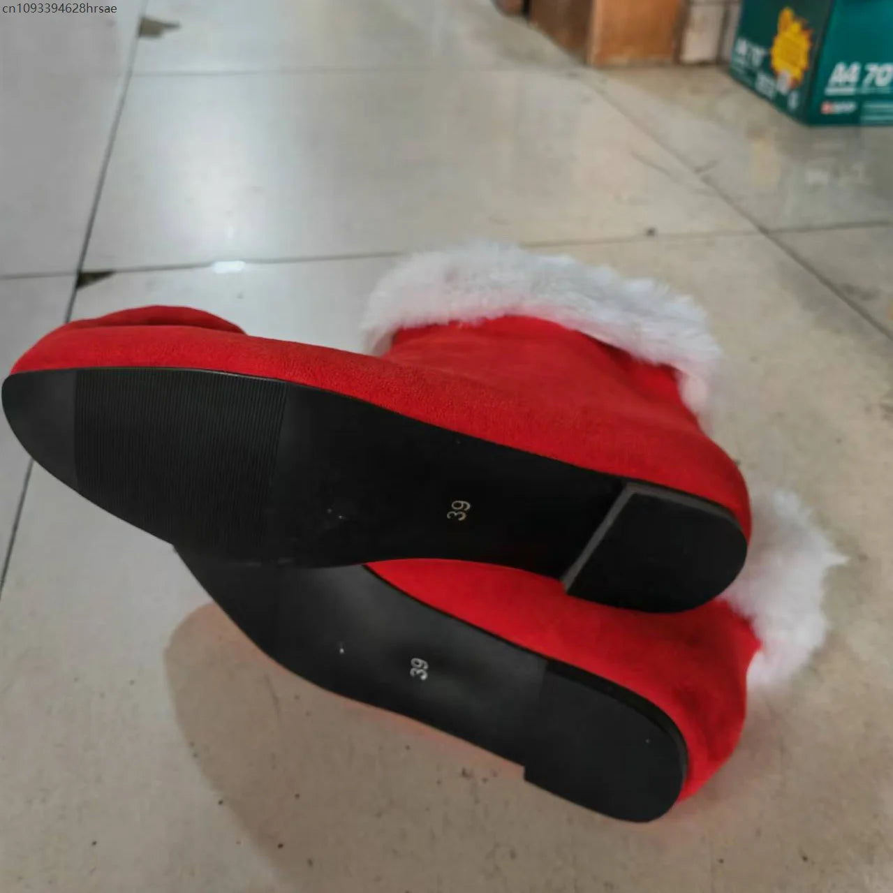 Christmas Suede Boots With Jingle Bells