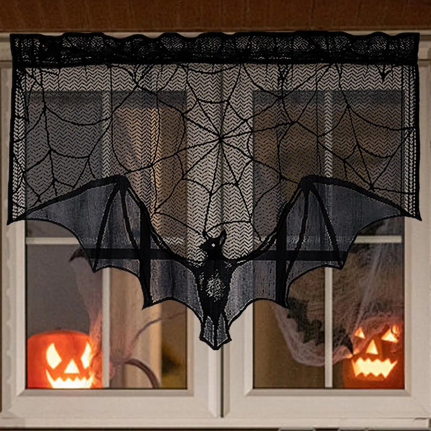 Halloween Window Valance Gothic Lace Mantel Scarf