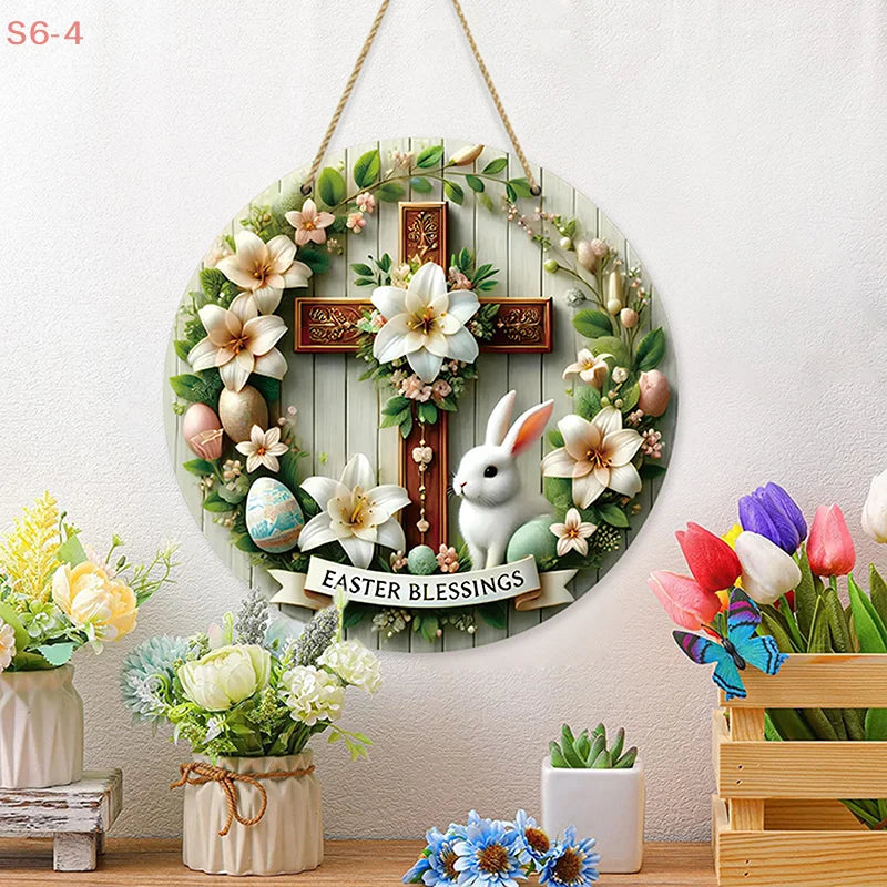 2D Rustic Wooden Easter Bunny Welcome Sign ππΈ