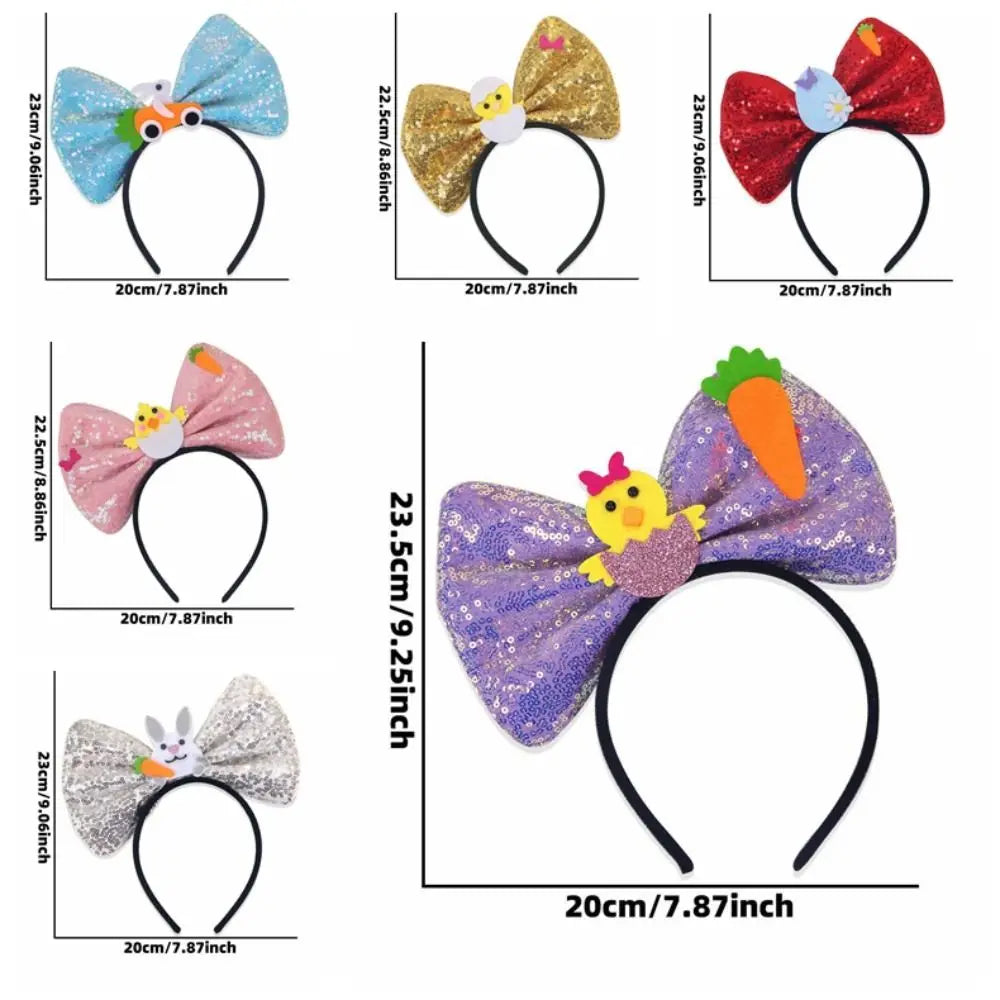 Funny Felt & Sequin Easter Large Bow Headband ππ°β¨