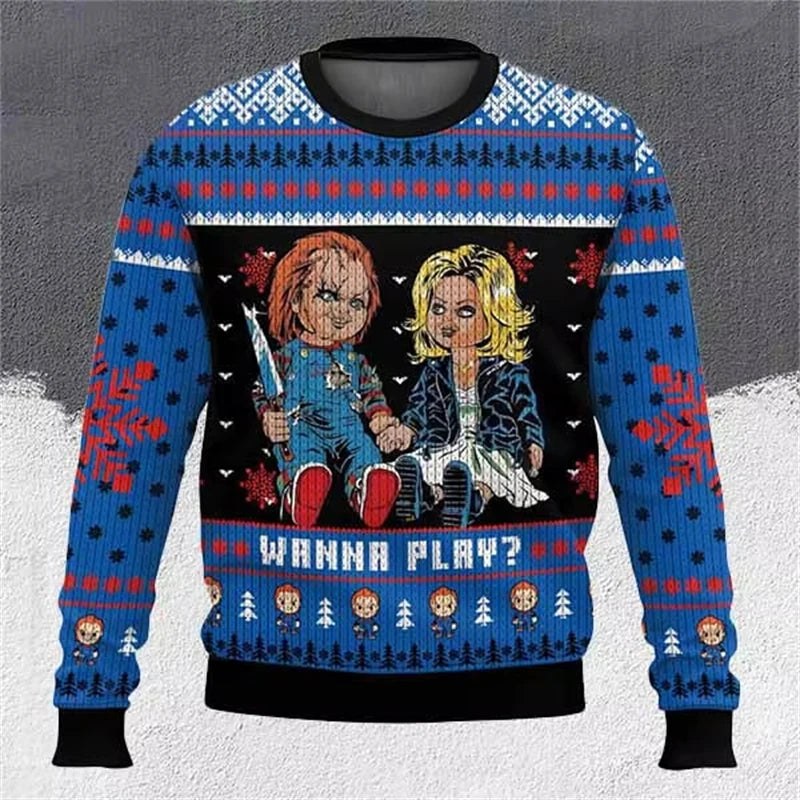 Fashion Chucky Graphic Ugly Christmas Sweater